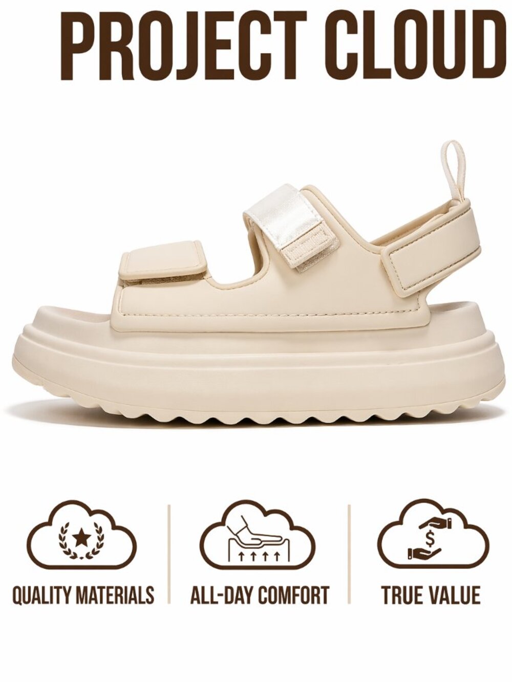 Project Cloud Women’s Platform Sandals Goldie | Ultra Soft Insole Slip Resistant - Picture 3 of 4